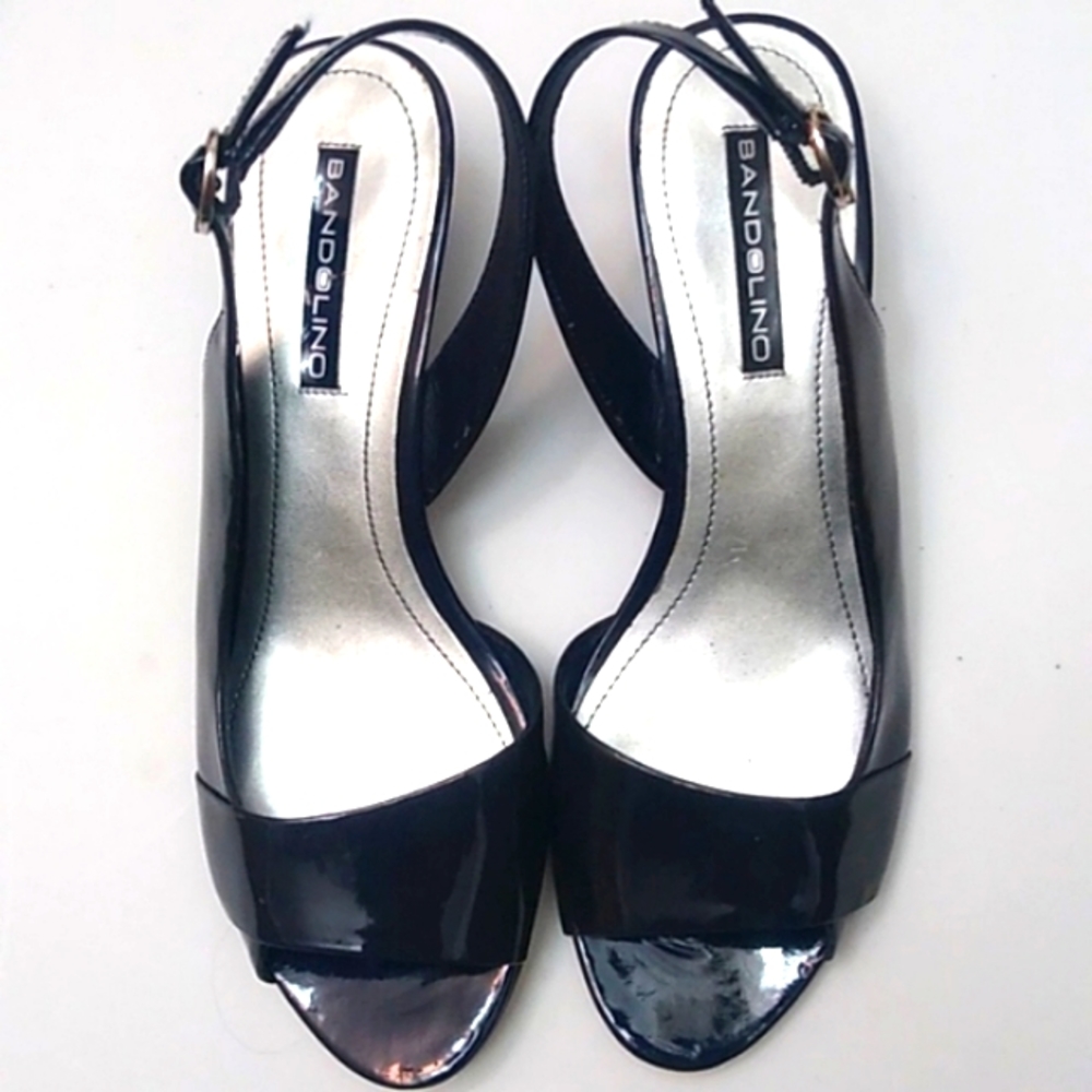 Bandolino Leather Ramses Slingback Wedge, Blue, 7M